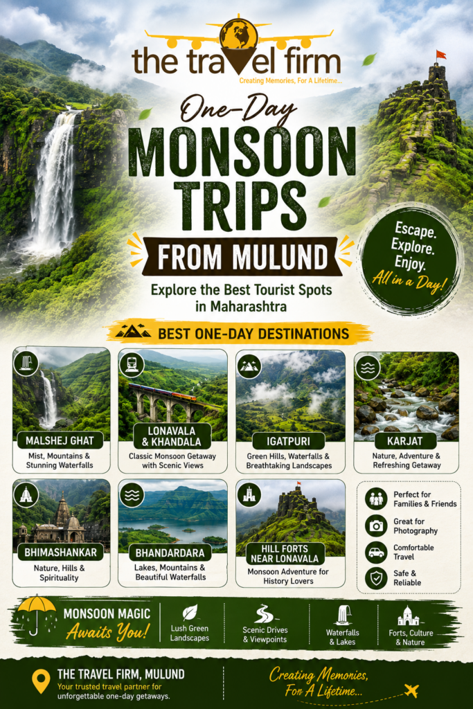 One day monsoon trips from Mulund to the best tourist spots in Maharashtra